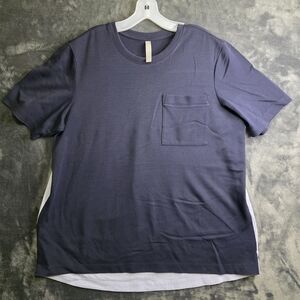 Athleta Short Sleeve Gallery Tee Shirt Navy Blue/Chambray